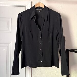 BETSEY JOHNSON vintage snap pearl button up long sleeve shirt top blouse